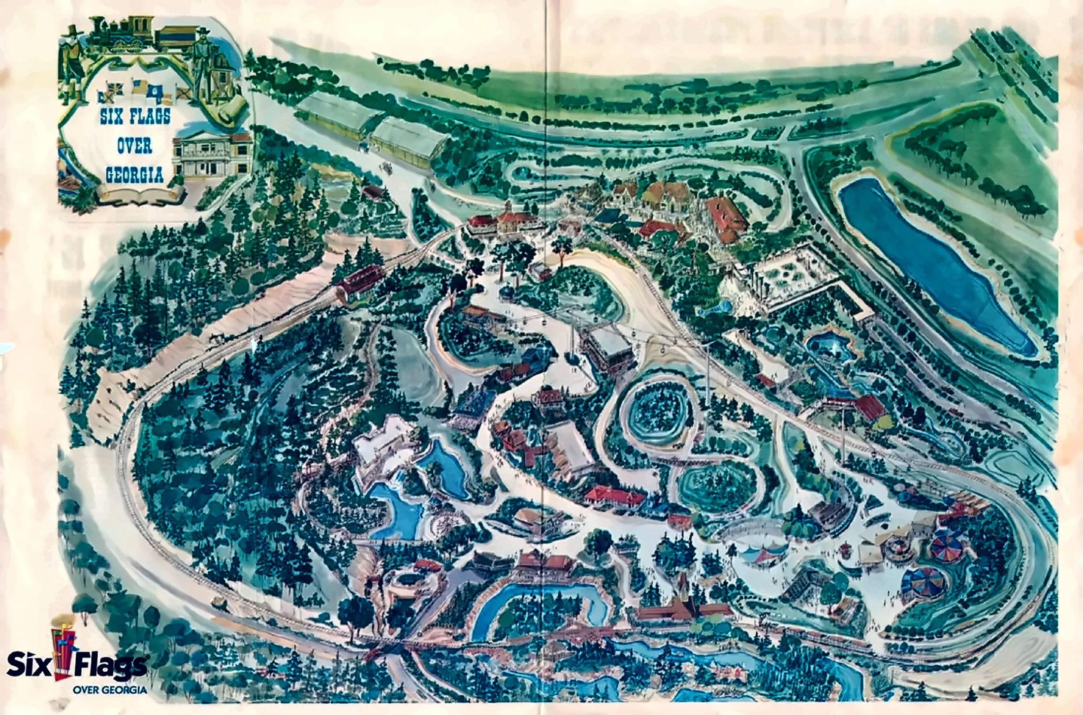 Six Flags Over Georgia park map, 1967